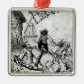 Don Quixote en de windmolens Metalen Ornament (Voorkant)