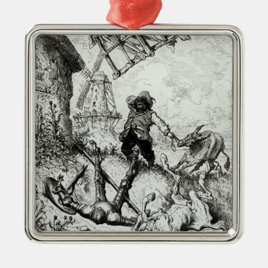 Don Quixote en de windmolens Metalen Ornament (Voorkant)