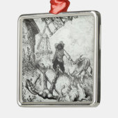 Don Quixote en de windmolens Metalen Ornament (Links)