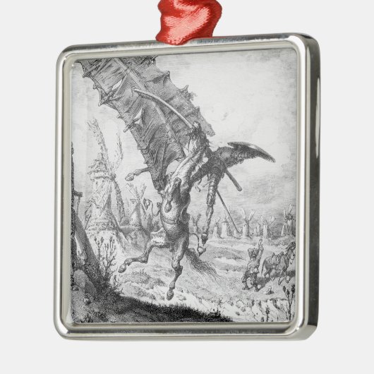Don Quixote en de windmolens Metalen Ornament (Links)