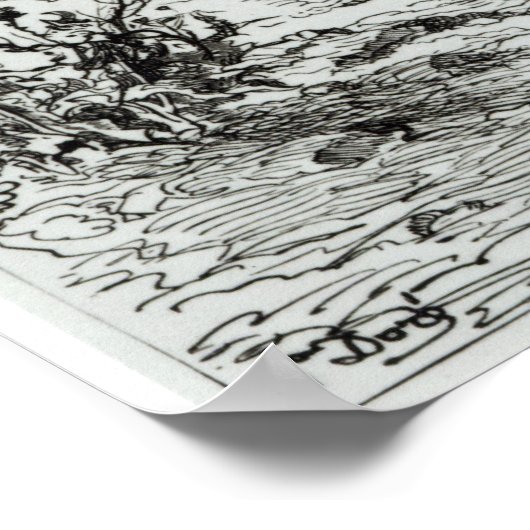 Don Quixote en de windmolens Poster (Hoek)