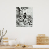 Don Quixote en de windmolens Poster (Keuken)