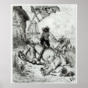 Don Quixote en de windmolens Poster