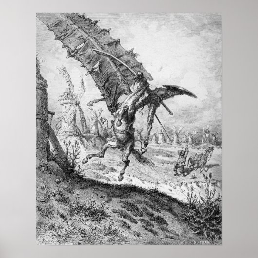Don Quixote en de windmolens Poster (Voorkant)