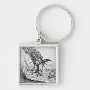 Don Quixote en de windmolens Sleutelhanger