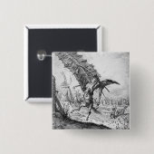 Don Quixote en de windmolens Vierkante Button 5,1 Cm (Voorkant /achterkant)