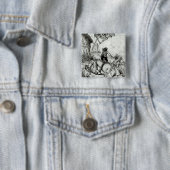 Don Quixote en de windmolens Vierkante Button 5,1 Cm (In situ)
