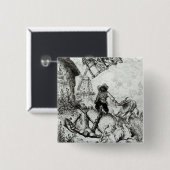 Don Quixote en de windmolens Vierkante Button 5,1 Cm (Voorkant /achterkant)