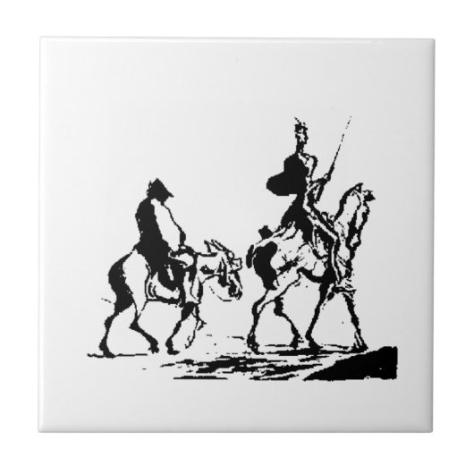 Don Quixote en Sancho Panza art Tegeltje (Voorkant)