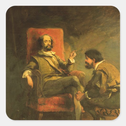 Don Quixote en Sancho Panza Vierkante Sticker (Voorkant)