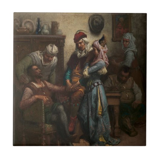 Don Quixote en Sancho Panza zijn door Basil ingesl Tegeltje (Voorkant)