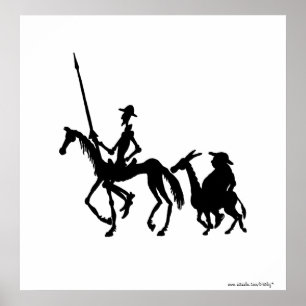 Don Quixote en Sancho Panza zwart-wit Poster