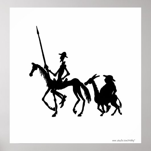 Don Quixote en Sancho Panza zwart-wit Poster (Voorkant)
