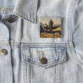 Don Quixote en Sancho Vierkante Button 5,1 Cm (In situ)