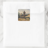 Don Quixote en Sancho Vierkante Sticker (Tas)