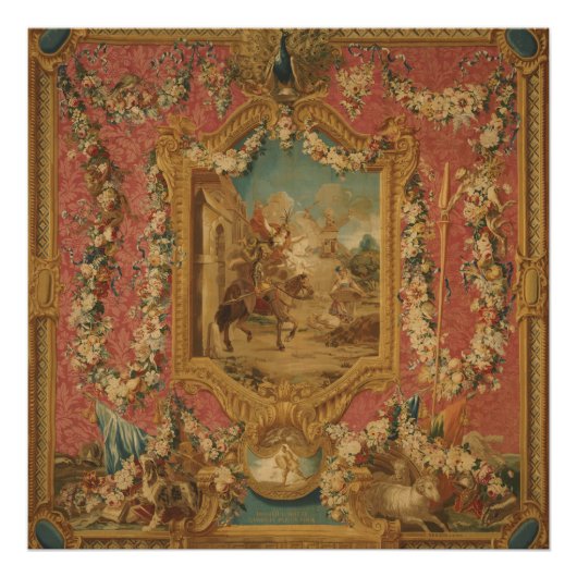 Don Quixote Guided by Folly, 18th century tapestry Foto Afdruk (Voorkant)