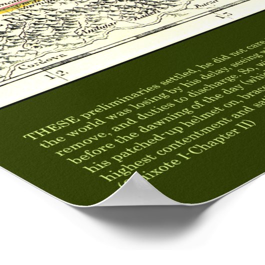 Don Quixote Route Map - Cervantes Poster (Hoek)