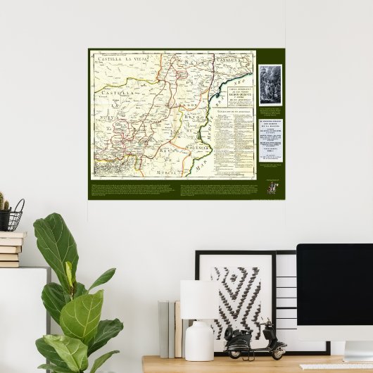 Don Quixote Route Map - Cervantes Poster (Thuiskantoor)