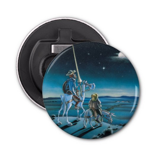 DON QUIXOTE & SANCHO door @QUIXOTEdotTV Button Flesopener (Voorkant)