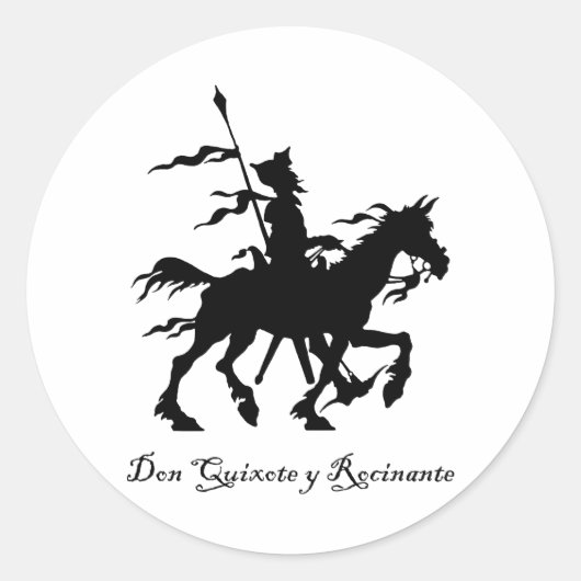 Don Quixote y Rocinante Ronde Sticker (Voorkant)