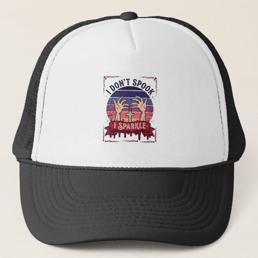 Don Spook Glitter Zombie Handen Halloween Bloed_1 Trucker Pet (Voorkant)