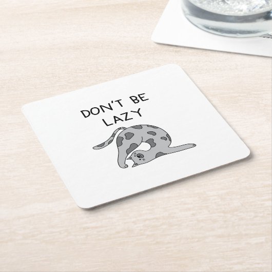 Don’t Be Lazy Yoga Cat Kartonnen Onderzetters (Schuin)