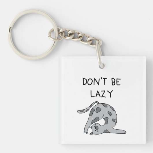 Don’t Be Lazy Yoga Cat Sleutelhanger (Voorkant)