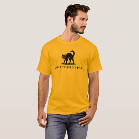 Don’t Cross My Path Cat Gadsden Flag Parody T-shirt (Voorkant volledig)