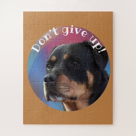 Don’t Give Up Rottweiler Classic Round Legpuzzel (Verticaal)