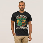Don’t Mess With Dinkasaurus  Dinosaur Picklebll T-shirt (Voorkant volledig)