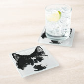 Don’t Spill It – Ink Cat  Glazen Onderzetter (Schuin)