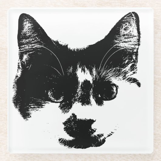 Don’t Spill It – Ink Cat  Glazen Onderzetter (Voorkant)