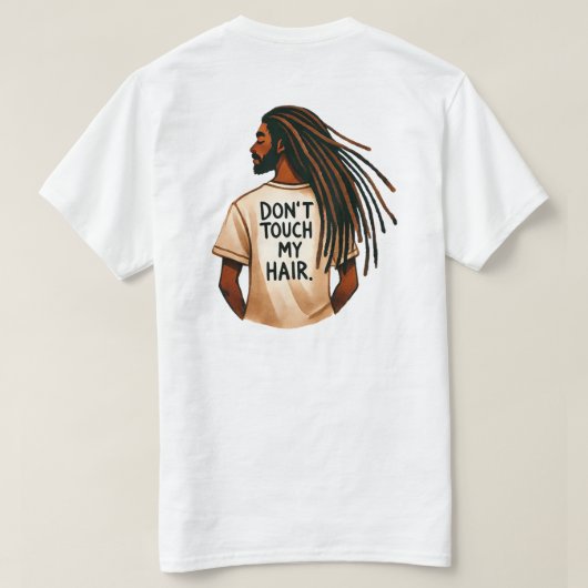 "don´t touch my hair"- Mann mit Dreadlocks- Rasta T-shirt (Design achterkant)