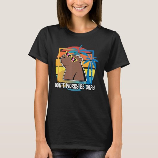 Don t Worry Be Capy Capybara Retro Rodent Animal T-shirt (Voorkant)