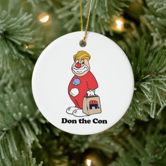 Don the con — Anti-Trump Design — Politiek.p Keramisch Ornament (Boom)