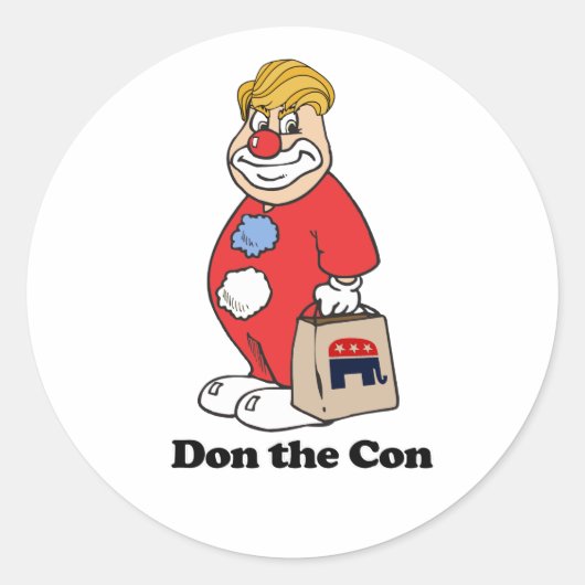 Don the con — Anti-Trump Design — Politiek.p Ronde Sticker (Voorkant)
