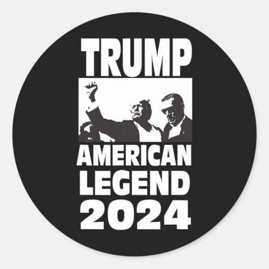 Don Trump 2024 Bulletproof Never Surrender Legend Ronde Sticker (Voorkant)