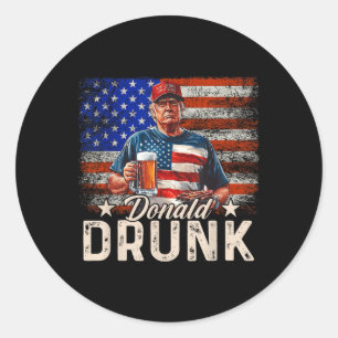 Donald Drink Trump Drink bier op 4 juli Ronde Sticker
