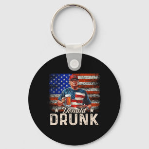 Donald Drink Trump Drink bier op 4 juli Sleutelhanger