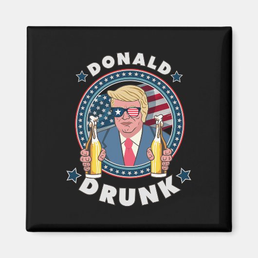 Donald Dronken Trump 4 juli Grappig Drinken Pres Magneet (Voorkant)