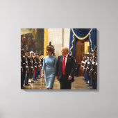 Donald en Melania Trump met militaire erewacht Canvas Afdruk (Voorkant)