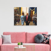Donald en Melania Trump met militaire erewacht Canvas Afdruk (Insitu (Woonkamer))