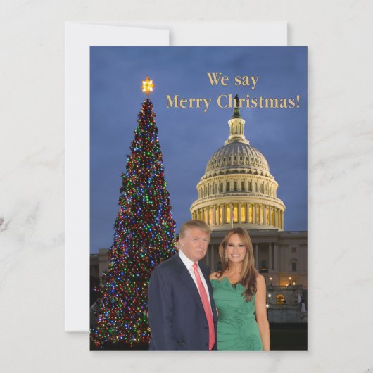 Donald en Melania: We zeggen vrolijk kerstfeest! Feestdagenkaart (Voorkant)