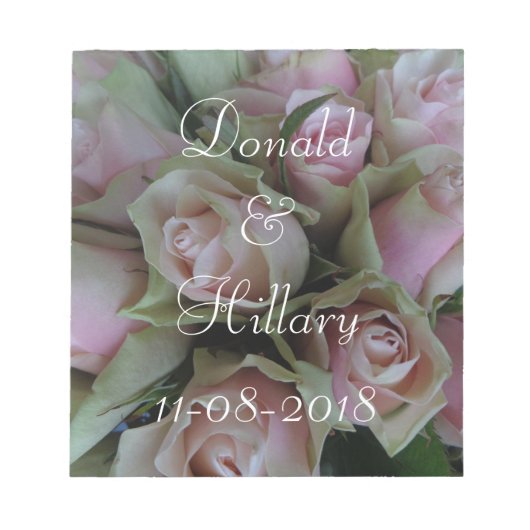 Donald & Hillary trouwdatum bruids dank u Notitieblok (Voorkant)