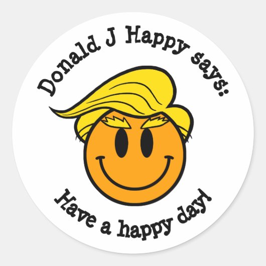 Donald J Happy "Fijne dag!" Ronde Sticker (Voorkant)