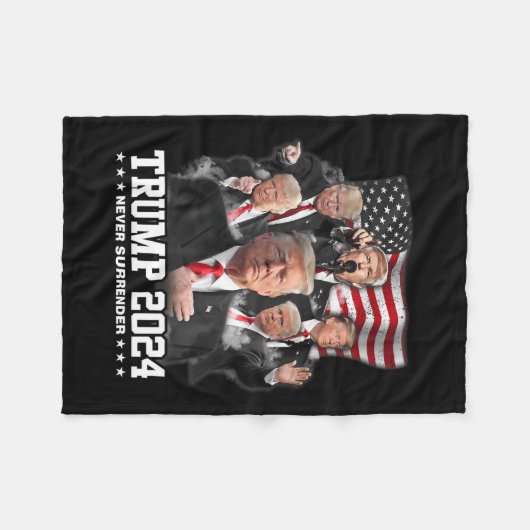 Donald J Trump 2024 Nooit Overgave 1 Fleece Deken (Voorkant (Horizontaal))
