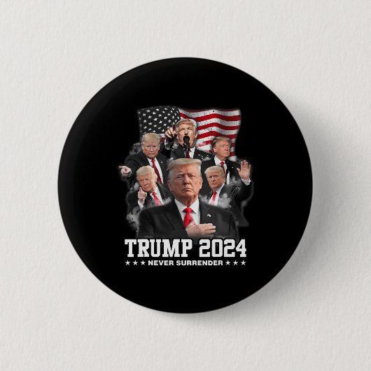 Donald J Trump 2024 Nooit Overgave Ronde Button 5,7 Cm (Voorkant)