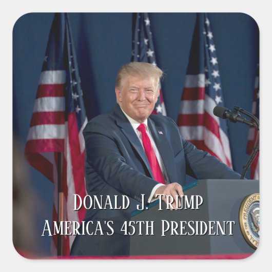 Donald J. Trump 45th President Keepomwille Vierkante Sticker (Voorkant)