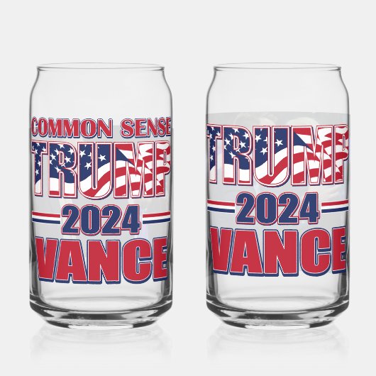 Donald J Trump JD Vance 2024 Blikvorm Glas (Achterkant)