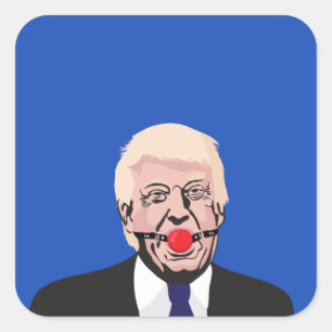 Donald J. Trump met gag - voeg je eigen tekst toe Vierkante Sticker